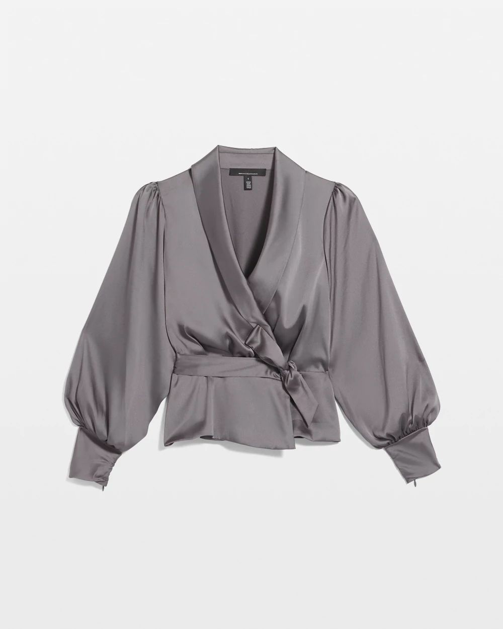 Washed Satin Wrap Blouse